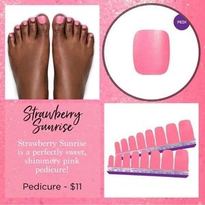 NIP Color Street PEDICURE Strawberry Sunrise Pink Toe Nail Set